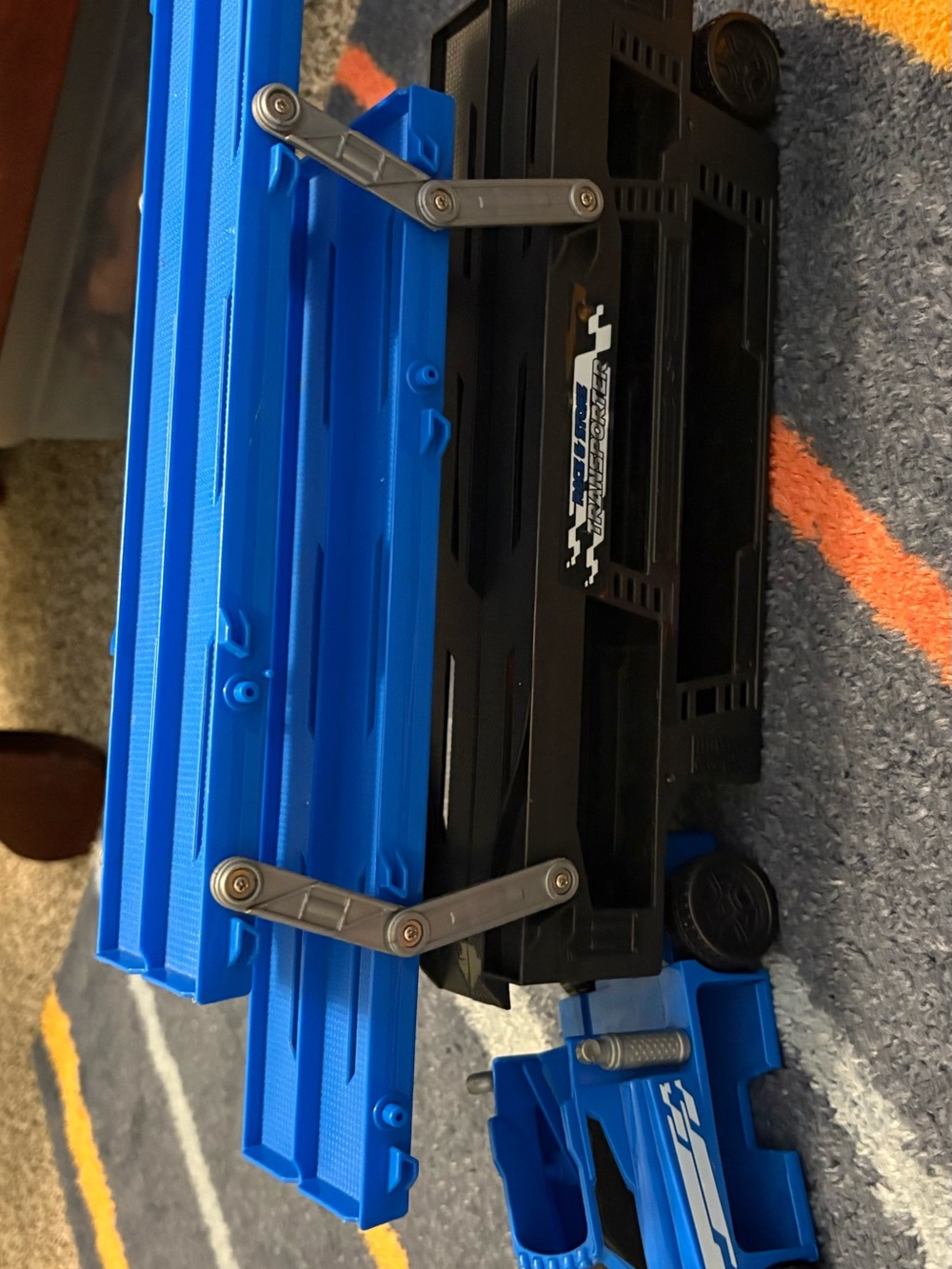 Blue and Black Toy Vehicle Trailer
